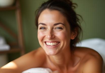 Smiling client after massage